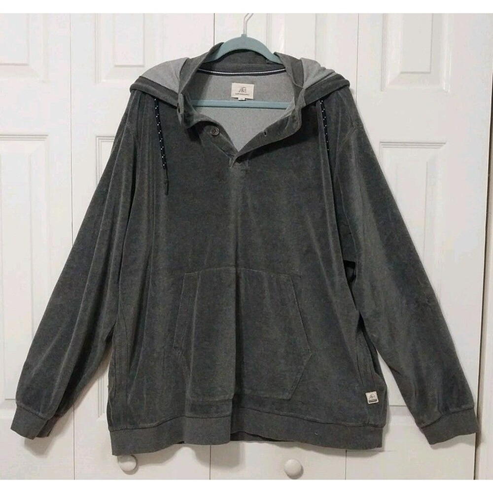Surfside Supply Mens Gray Hooded Pullover Shirt - 2xl B 2xb Grey Soft Velour